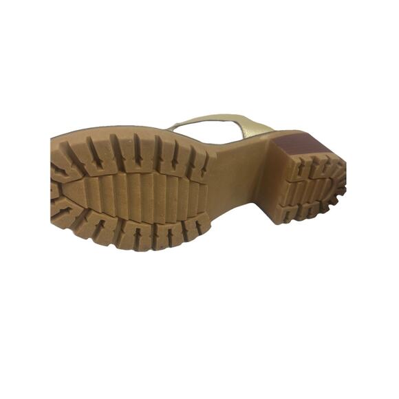 Chic Sandals Gold Chucky Sole Heels Zip Comfy Shoes Sling Back Woman's Sz 8.5 - Picture 9 of 12